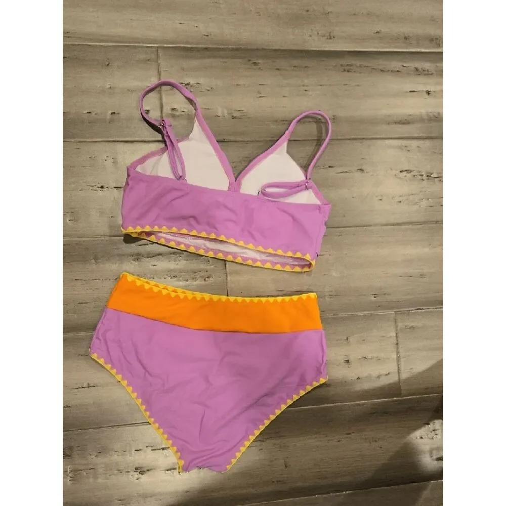 Kids Two-Piece Lavender and Orange Swim Set
